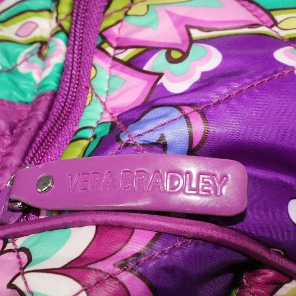 Vera Bradley Purple Heather Berry Pattern Travel Diaper Crossbody Tote Purse Bag - Picture 5 of 6